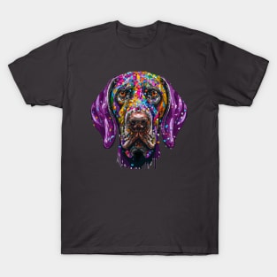 German Shorthaired Pointer Kurzhaar Colorful Face Print Art T-Shirt